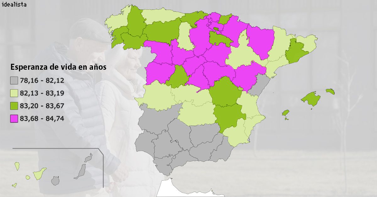 Mapa Con La Esperanza De Vida En Cada Provincia De España Casprom 3608