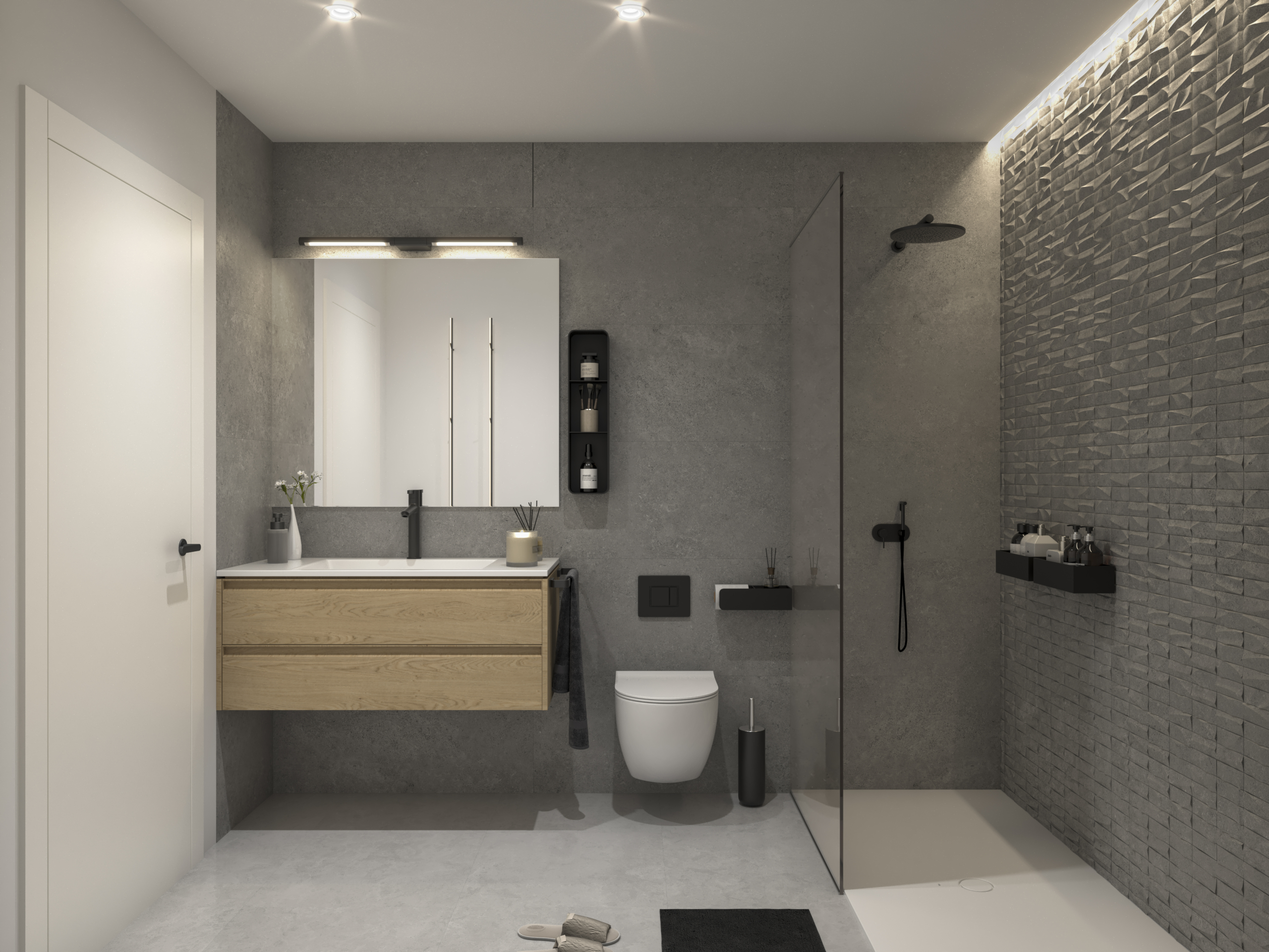 VIVIENDA 1 – BAÑO Inodoro y lavabo en blancos